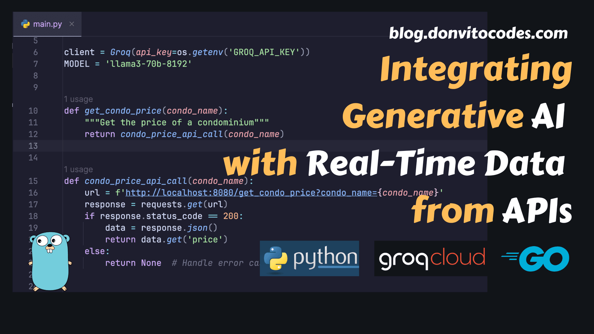 Integrating Generative AI with Real-Time Data from APIs - Groq, Python and Go